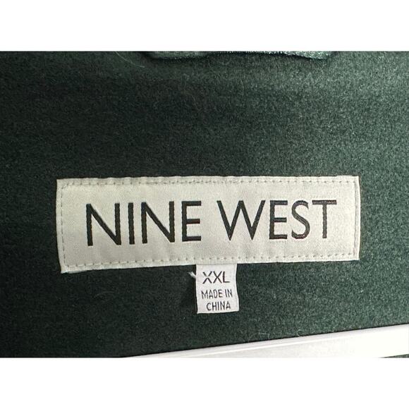Nine West NWT Sz XXL Forest Green Wool Blend Coat Relaxed Fit Trench Pea Coat - Picture 4 of 12